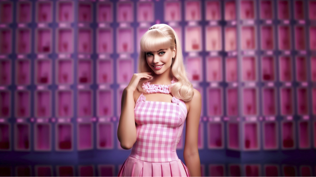 Realistic Barbie with pink dress